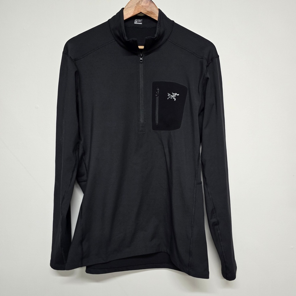 Arc'teryx Rho LT Zip Neck Men Large Black Polyester Elastane Pullover Gorpcore